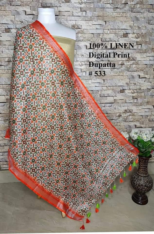 Pure Linen Digital Print Dupatta