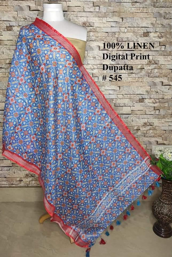 Pure Linen Digital Print Dupatta