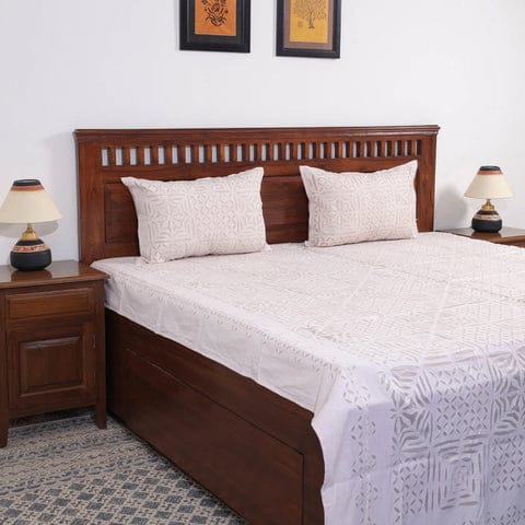 Pure Cotton Applique Work Bedsheet With Pillow