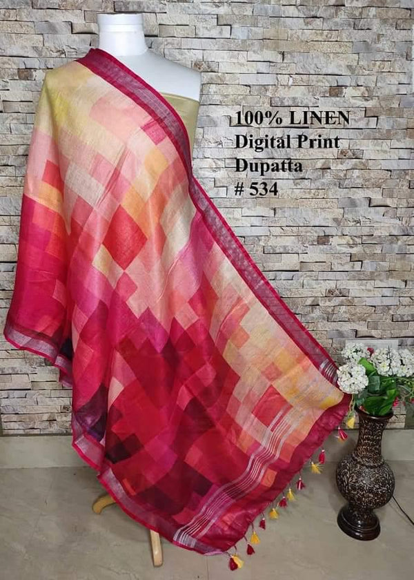 Pure Linen Digital Print Dupatta