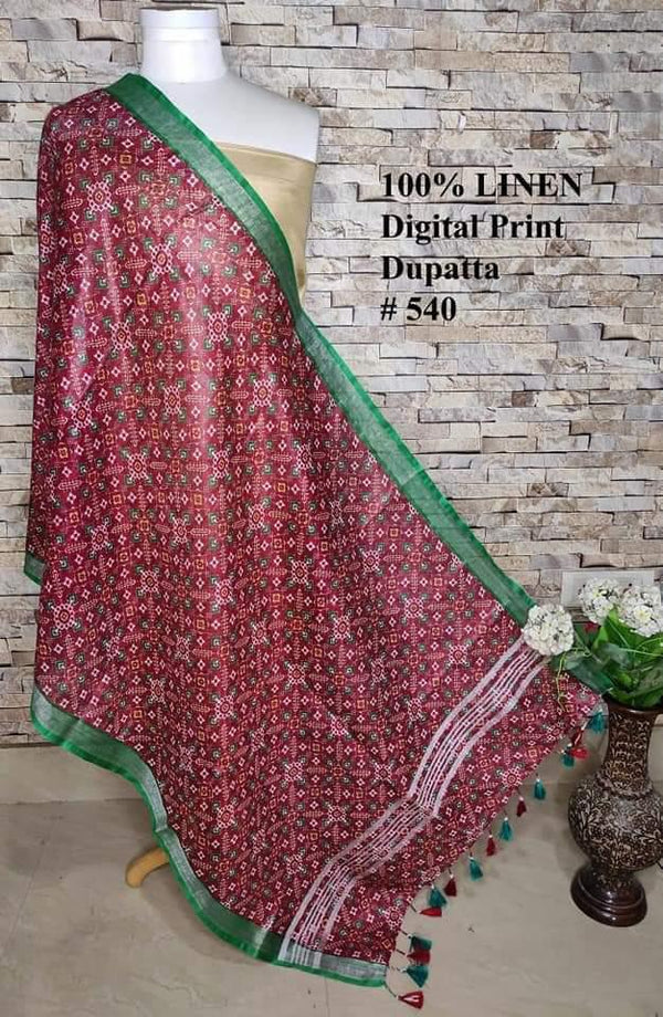 Pure Linen Digital Print Dupatta