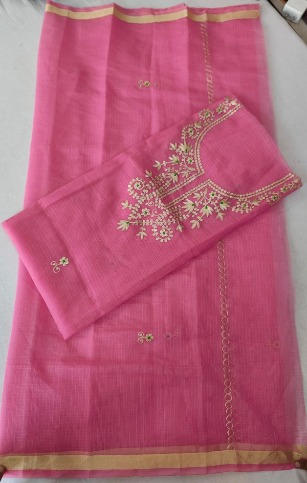 Pure Kota Doriya Gotta Patti Work  Unstitched Suit With Dupatta & Bottom