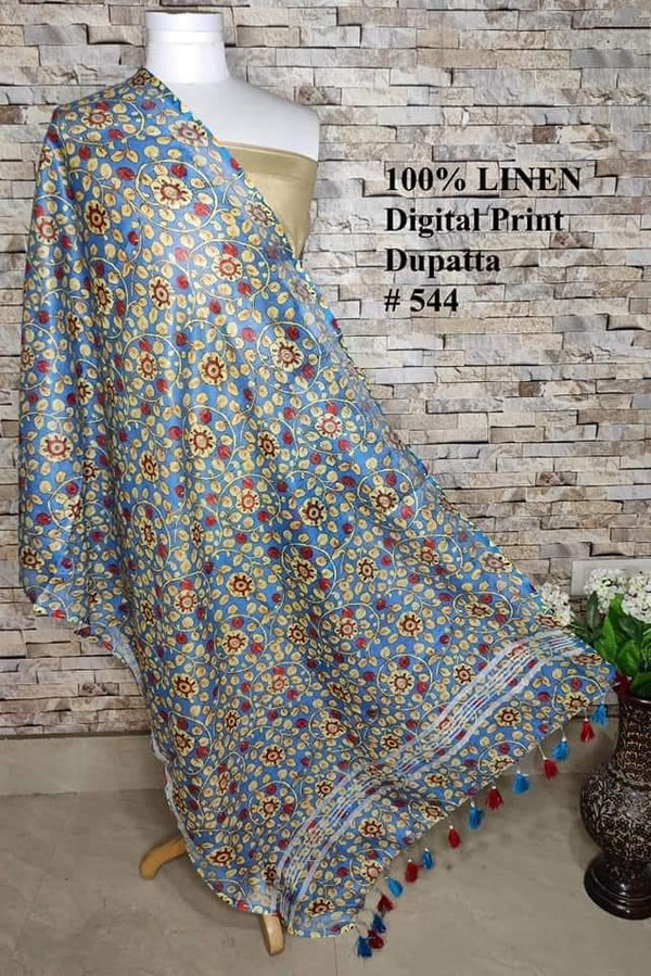 Pure Linen Digital Print Dupatta