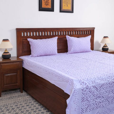 Pure Cotton Applique Work Bedsheet With Pillow