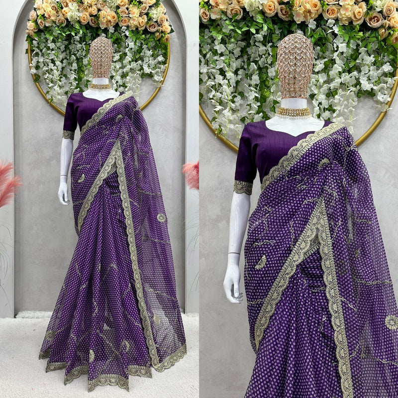 Party Wear Soft Silk Saree With Silk Border Work Blouse