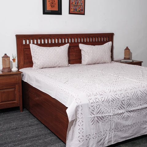 Pure Cotton Applique Work Bedsheet With Pillow