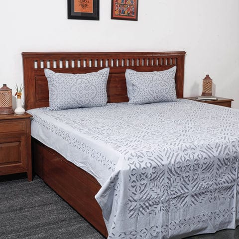 Pure Cotton Applique Work Bedsheet With Pillow