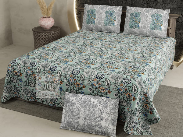 Pure Cotton Digital Print Jumbo Size Bedsheets (108''X 108'')With Pillow Cover