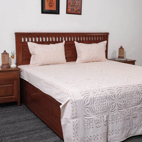 Pure Cotton Applique Work Bedsheet With Pillow