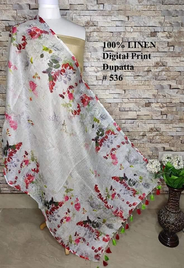 Pure Linen Digital Print Dupatta