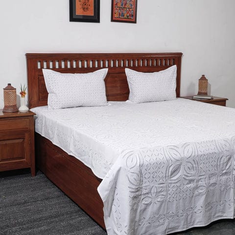 Pure Cotton Applique Work Bedsheet With Pillow