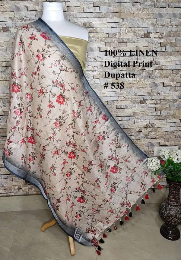 Pure Linen Digital Print Dupatta