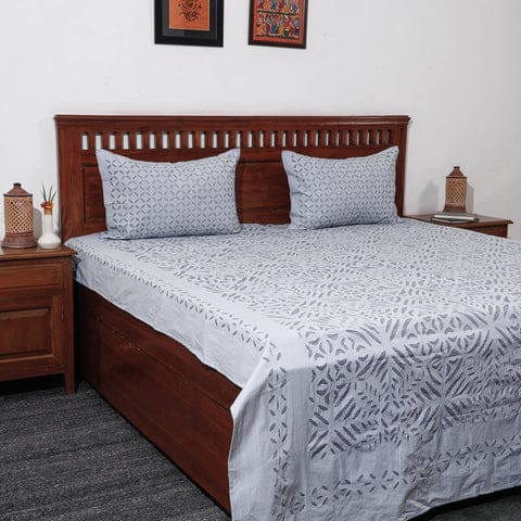 Pure Cotton Applique Work Bedsheet With Pillow