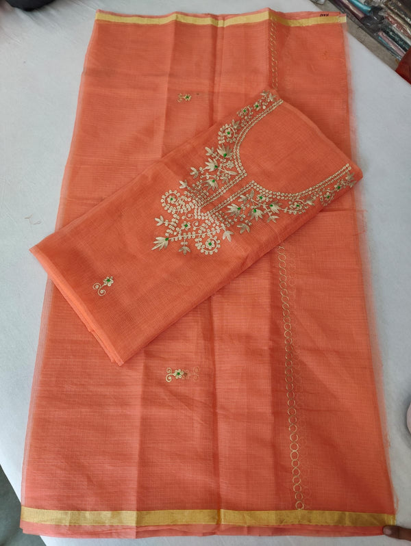 Pure Kota Doriya Gotta Patti Work  Unstitched Suit With Dupatta & Bottom