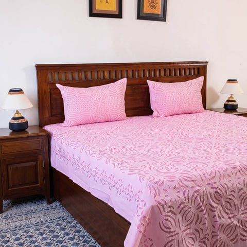 Pure Cotton Applique Work Bedsheet With Pillow