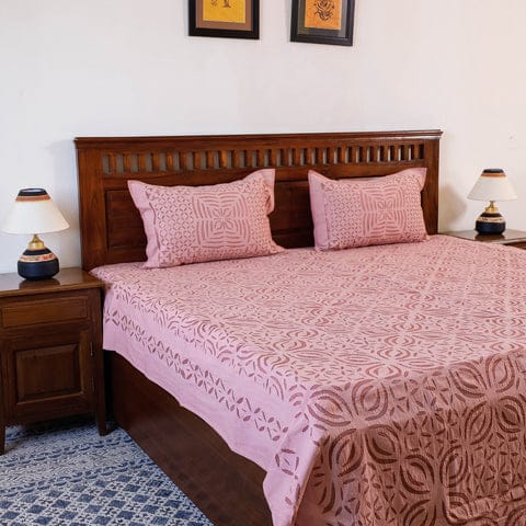 Pure Cotton Applique Work Bedsheet With Pillow