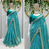 Party Wear Soft Silk Saree With Silk Border Work Blouse