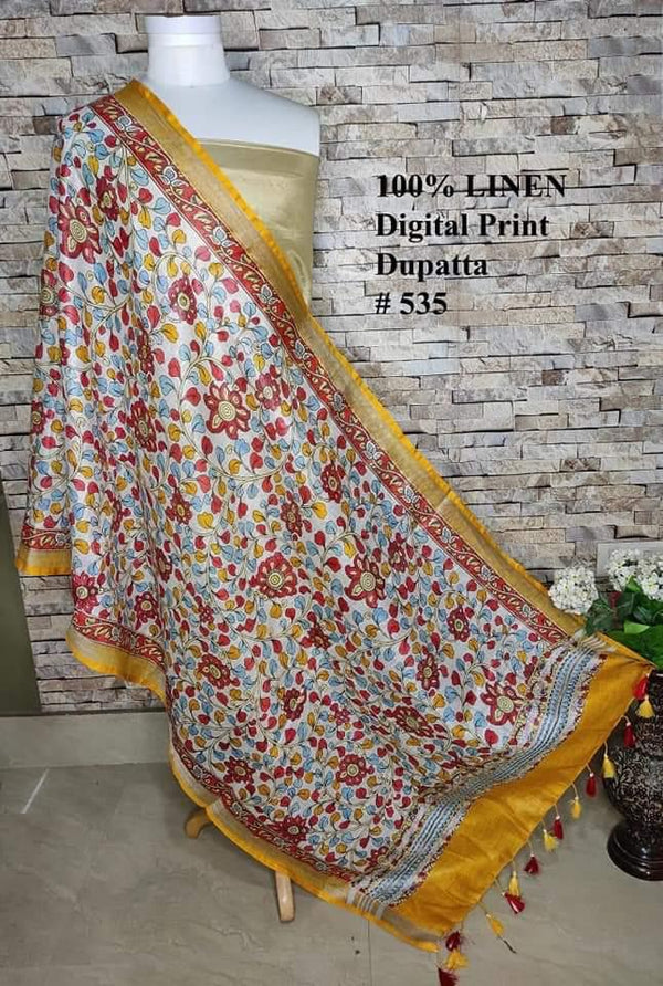 Pure Linen Digital Print Dupatta