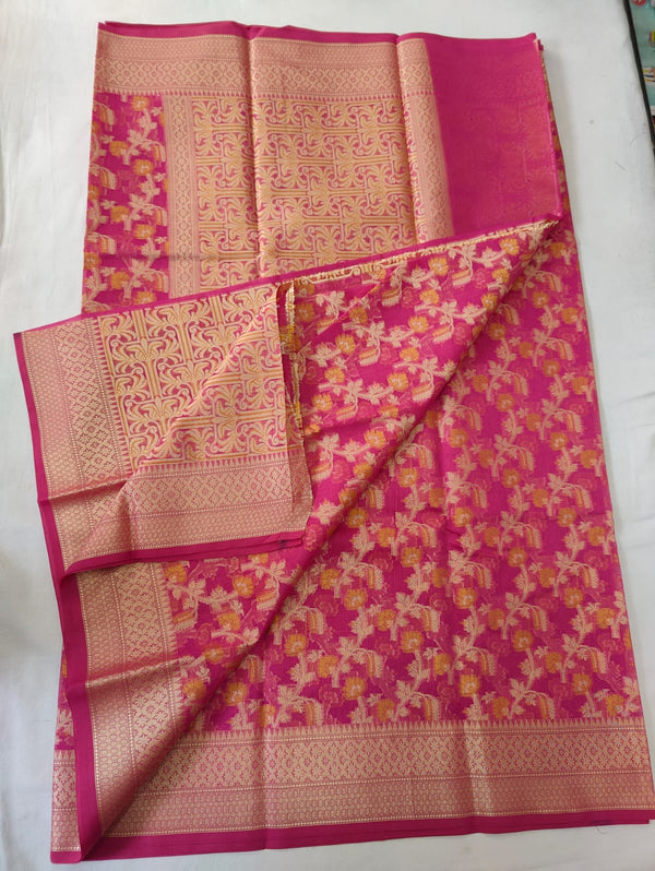 Pure Kota Doriya Munga Silk Zari Work Saree With Heavy Work Blouse .