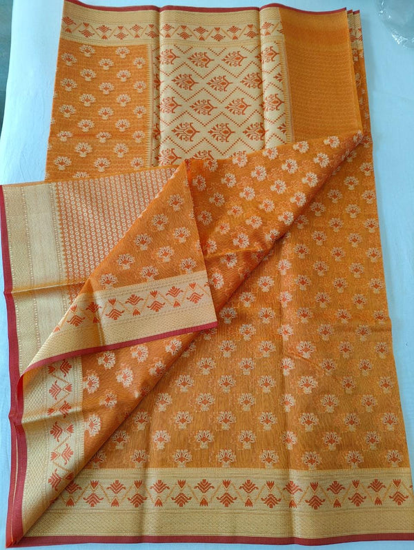 Pure Kota Doriya Munga Silk Zari Work Saree With Heavy Work Blouse .