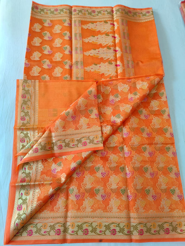 Pure Kota Doriya Munga Silk Zari Work Saree With Heavy Work Blouse .