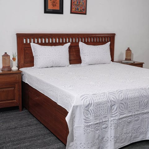 Pure Cotton Applique Work Bedsheet With Pillow