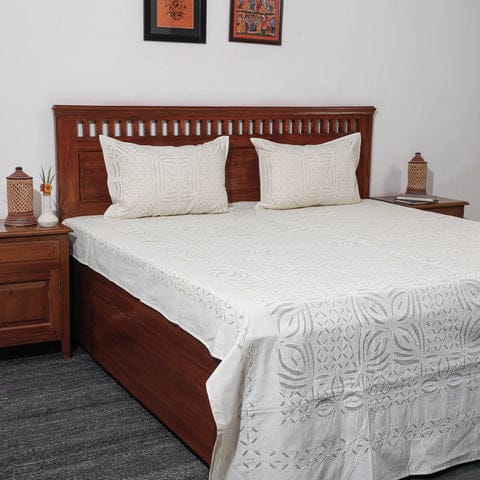 Pure Cotton Applique Work Bedsheet With Pillow