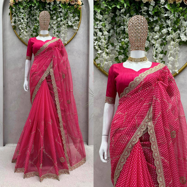 Party Wear Soft Silk Saree With Silk Border Work Blouse