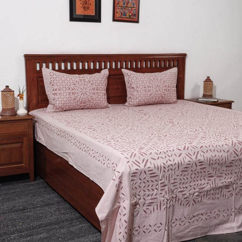 Pure Cotton Applique Work Bedsheet With Pillow