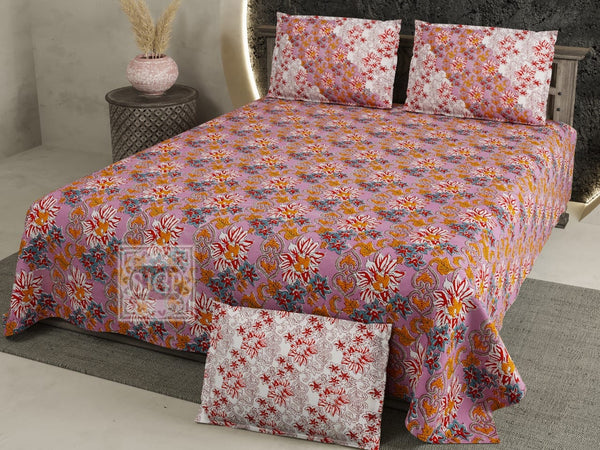 Pure Cotton Digital Print Jumbo Size Bedsheets (108''X 108'')With Pillow Cover