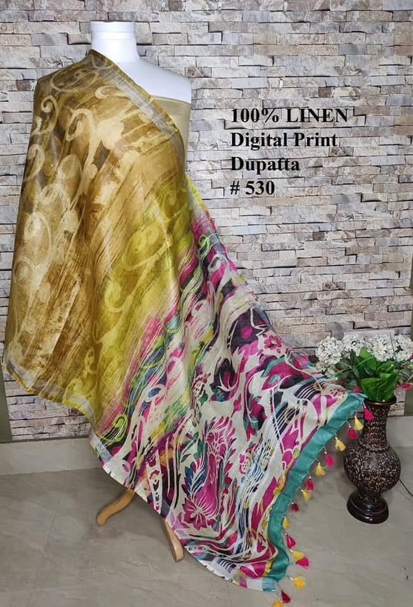 Pure Linen Digital Print Dupatta