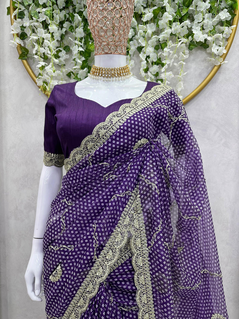 Party Wear Soft Silk Saree With Silk Border Work Blouse