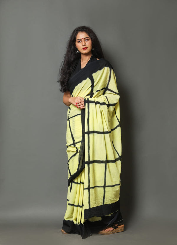 Pure Hand Printed Cotton Sarees With Blouse