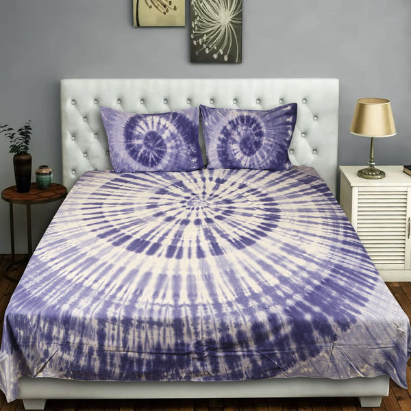 Pure Cotton Hand Made Tie & Dye King Size Double Bedsheet With Two Pillow Cover.(90X108)