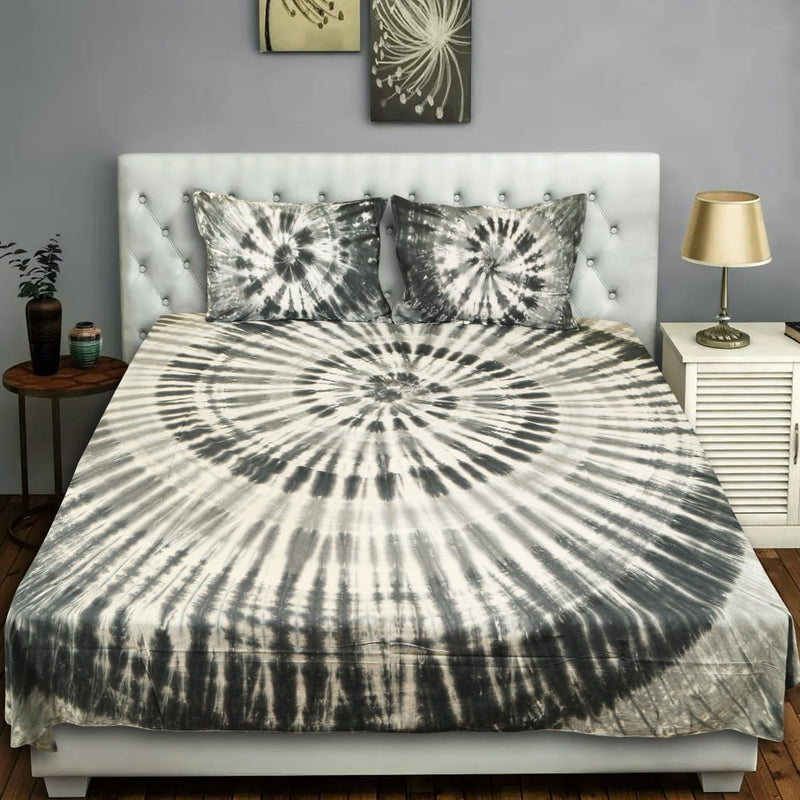 Pure Cotton Hand Made Tie & Dye King Size Double Bedsheet With Two Pillow Cover.(90X108)